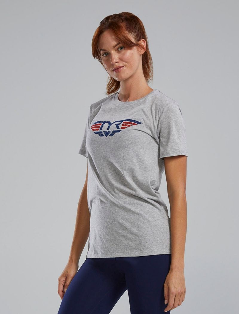 Grey Tyr Ultrasoft™ Short Sleeve Graphic Take Flight Women's T-Shirt | US-YCMW17905