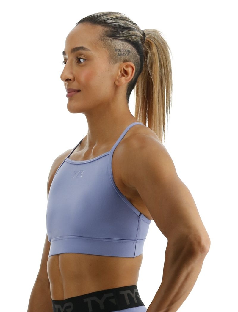 Light Blue Tyr Base Kinetic™ High Neck Women's Sports Bra | US-JRCF71056