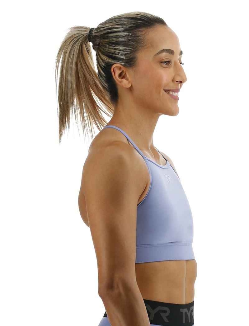 Light Blue Tyr Base Kinetic™ High Neck Women's Sports Bra | US-JRCF71056