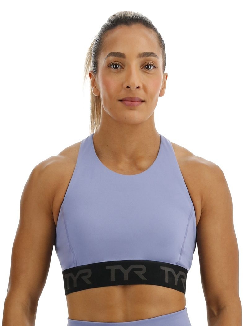 Light Blue Tyr Base Kinetic™ Mod Racer Women\'s Sports Bra | US-XEYV76423