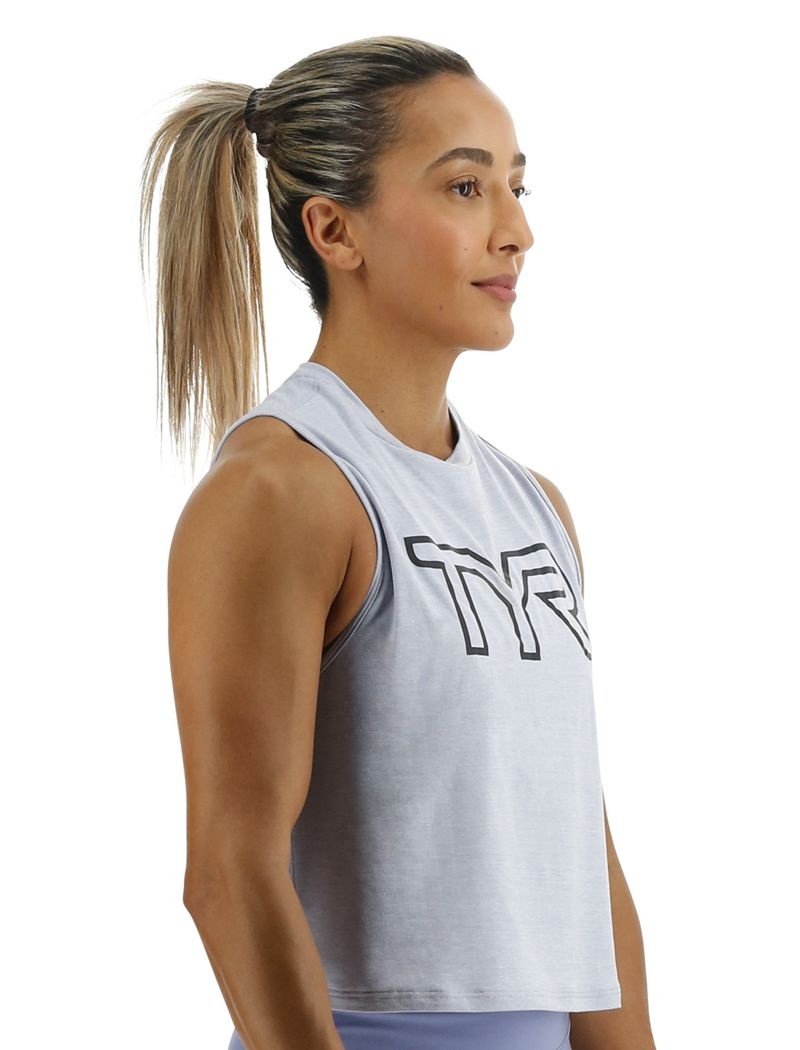 Light Blue Tyr Climadry™ Cropped Tech Women's Tanks | US-BHNU90475