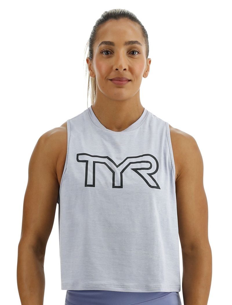 Light Blue Tyr Climadry™ Cropped Tech Women\'s Tanks | US-BHNU90475