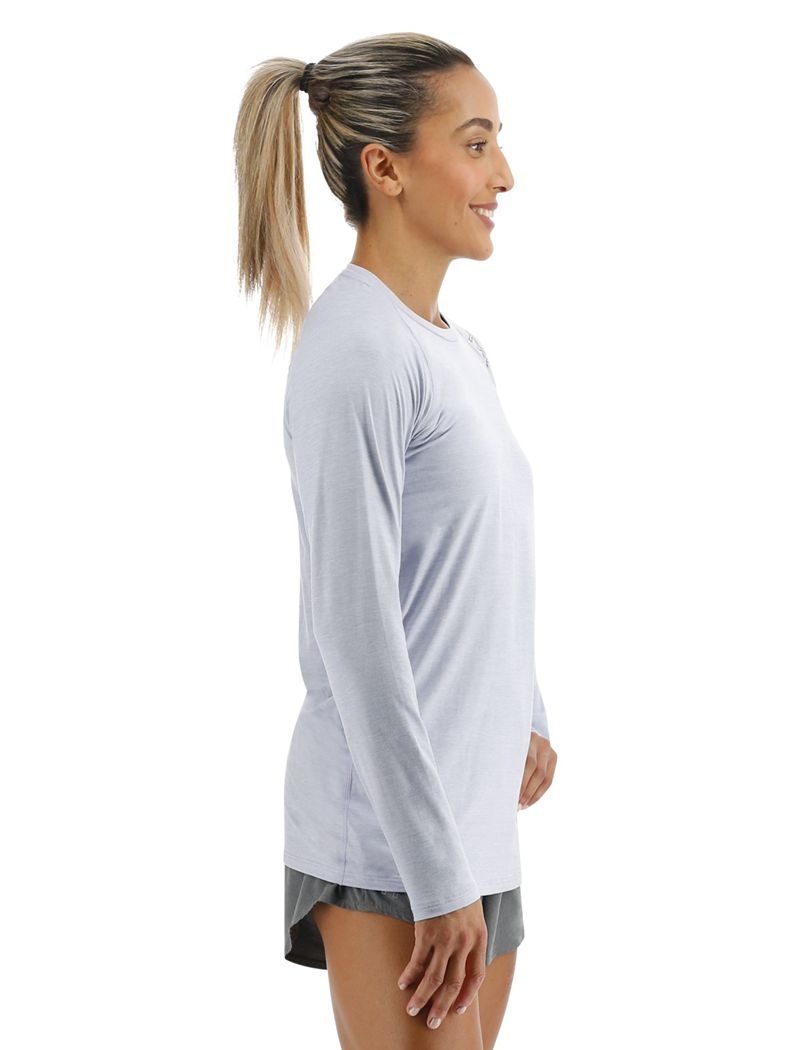 Light Blue Tyr Climadry™ Raglan Long Sleeve Women's T-Shirt | US-GLXV28309