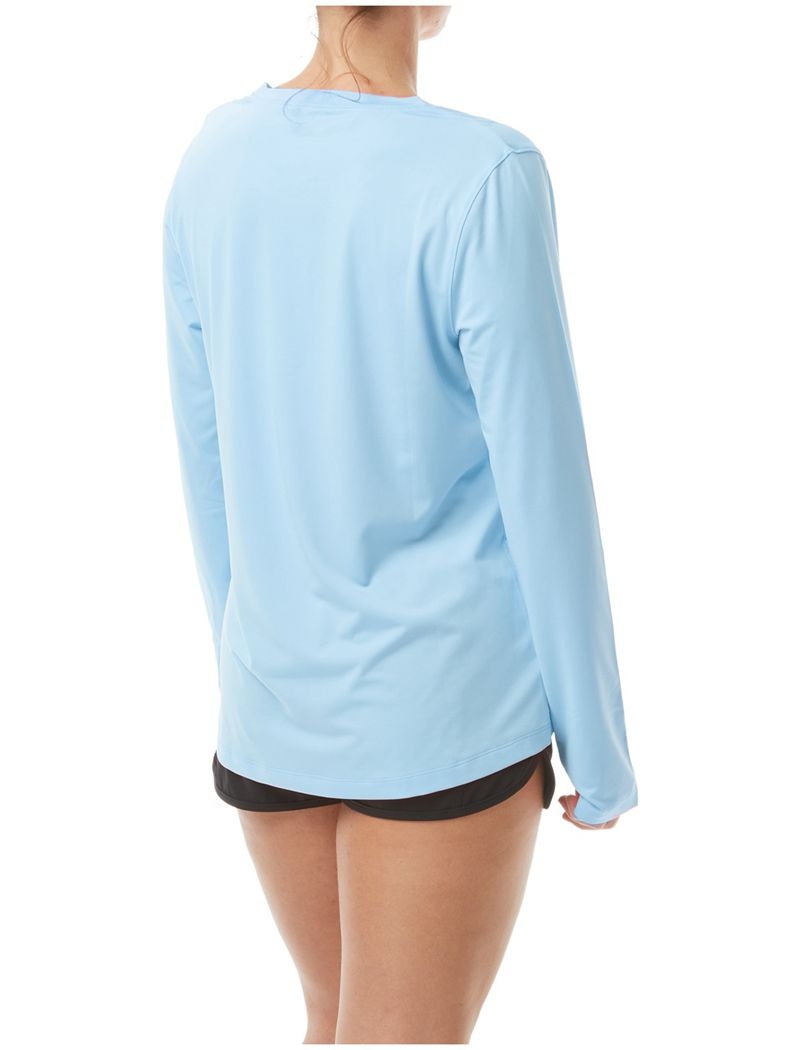 Light Blue Tyr Sundefense Long Sleeve Women's Shirts | US-MOVH32584