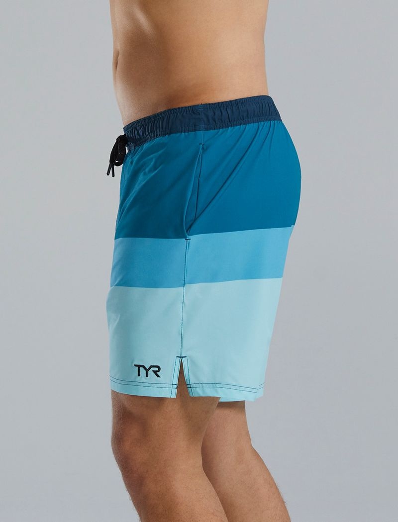 Light Blue / Blue Tyr Hydrosphere™ Skua 7 Volley Norland Men's Shorts | US-UNBE27094