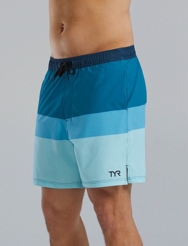 Light Blue / Blue Tyr Hydrosphere™ Skua 7 Volley Norland Men's Shorts | US-UNBE27094