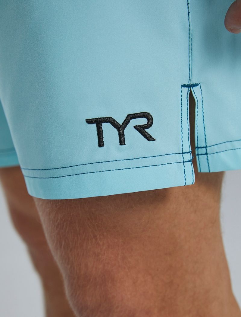 Light Blue / Blue Tyr Hydrosphere™ Skua 7 Volley Norland Men's Shorts | US-UNBE27094