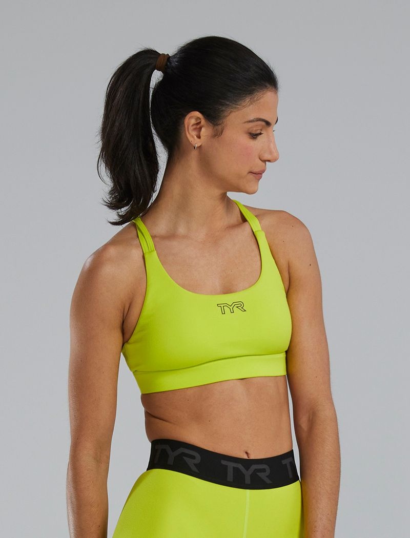 Light Green Tyr Base Kinetic™ Dual Strap Women's Sports Bra | US-QNIF30281