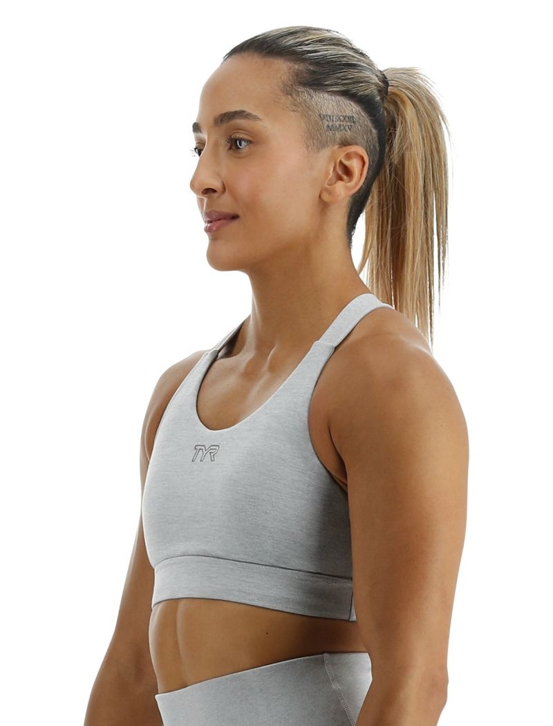 Light Grey Tyr Base Kinetic™ Crossback Women's Sports Bra | US-IUXG16473