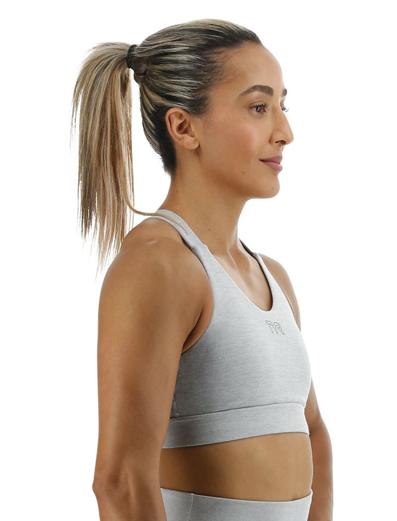 Light Grey Tyr Base Kinetic™ Crossback Women's Sports Bra | US-IUXG16473