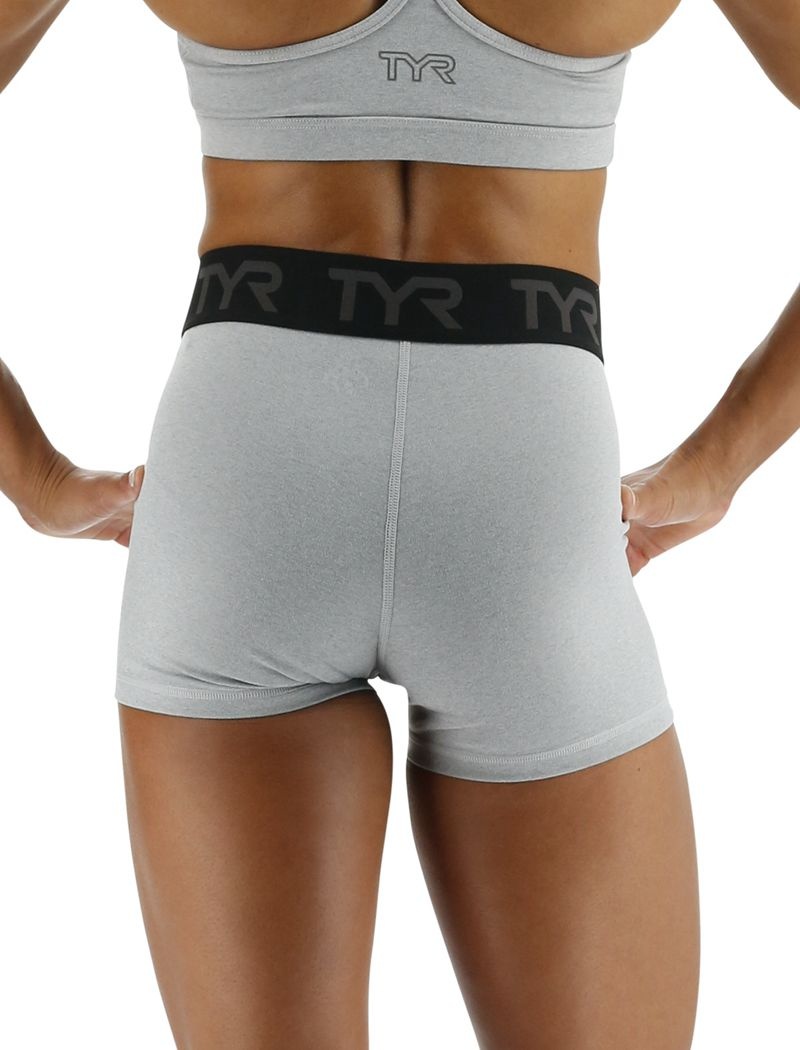 Light Grey Tyr Base Kinetic™ Mid-rise 2 Logo Women's Shorts | US-RJFS87430