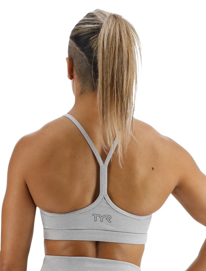 Light Grey Tyr Base Kinetic™ V-neck Women's Sports Bra | US-POLY30158