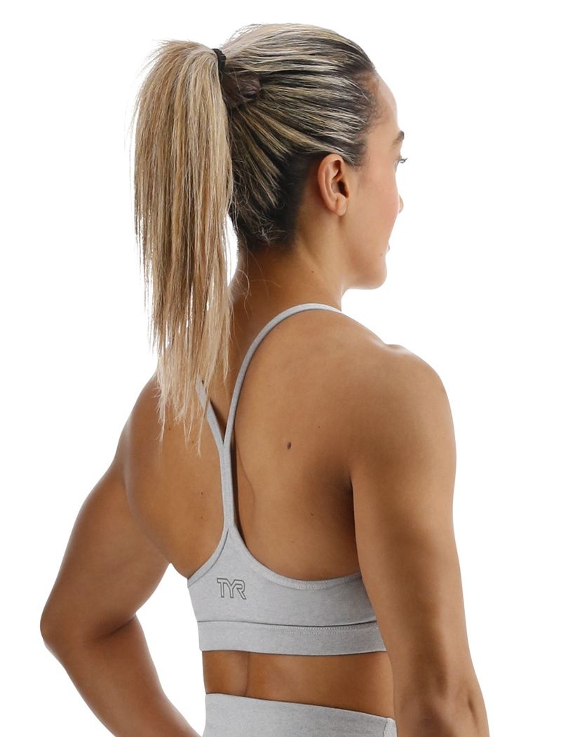 Light Grey Tyr Base Kinetic™ V-neck Women's Sports Bra | US-POLY30158