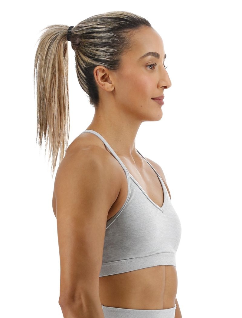 Light Grey Tyr Base Kinetic™ V-neck Women's Sports Bra | US-POLY30158