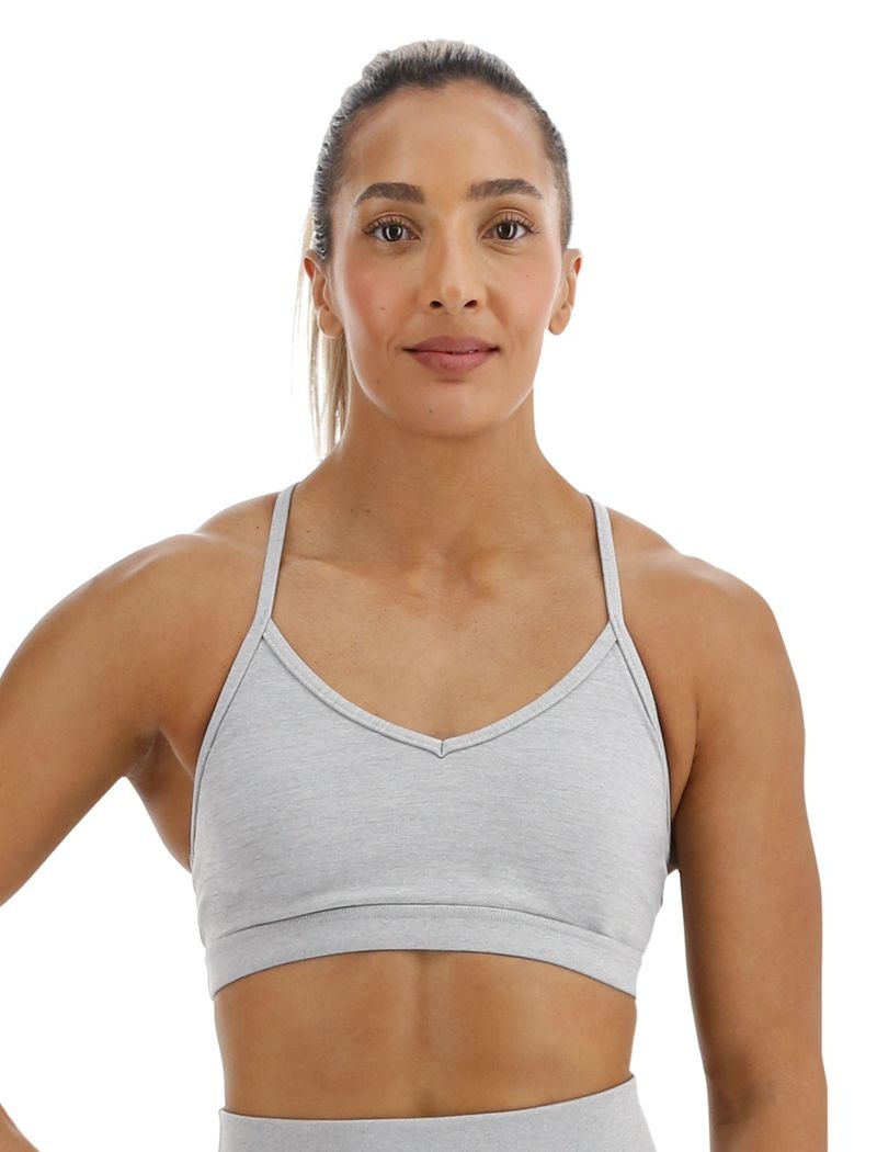 Light Grey Tyr Base Kinetic™ V-neck Women\'s Sports Bra | US-POLY30158