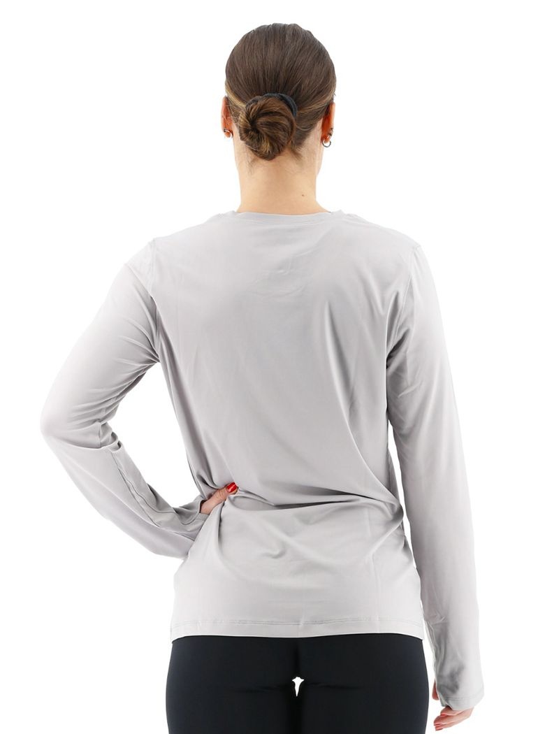 Light Grey Tyr Sundefense Long Sleeve Women's Shirts | US-YVZS43852