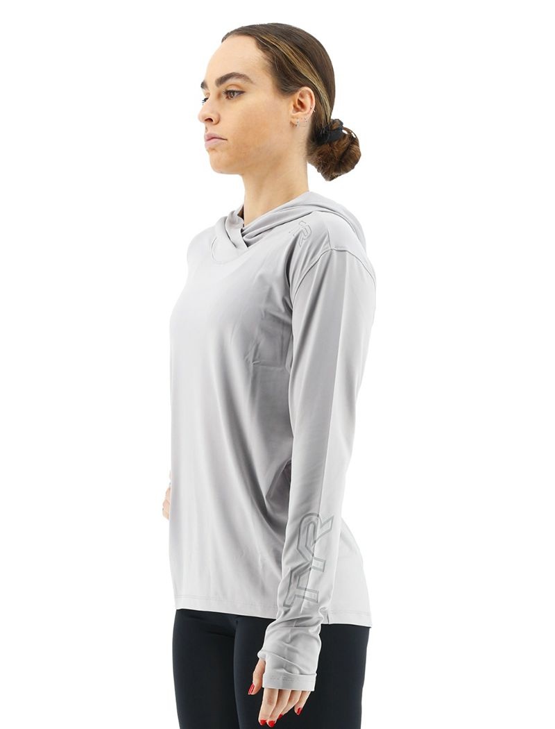 Light Grey Tyr Sundefense Long Sleeve Women's Shirts | US-YVZS43852