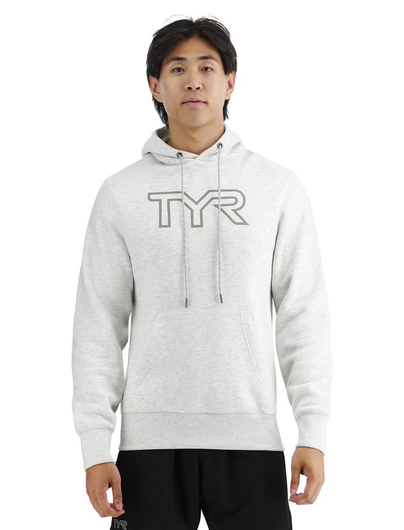 Light Grey Tyr Ultrasoft Big Logo Tech Men\'s Hoodie | US-JXFO09251