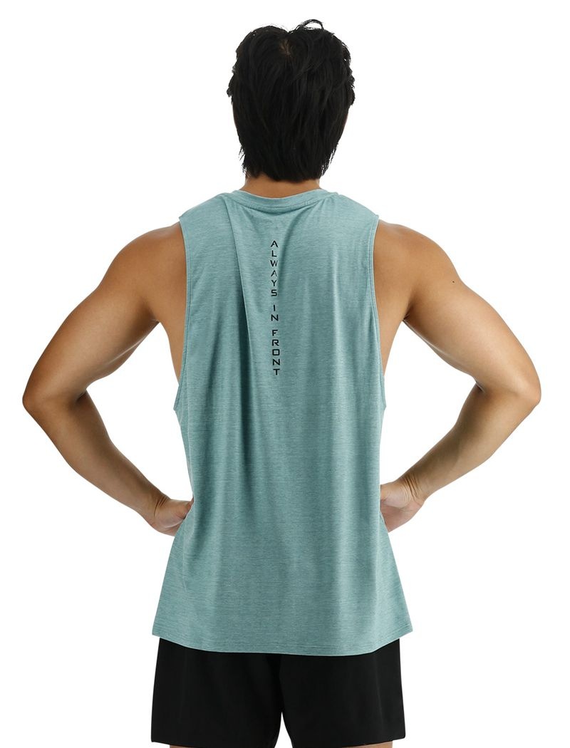 Light Turquoise Tyr Climadry™ Big Logo Tech Men's Tanks | US-EWST98642