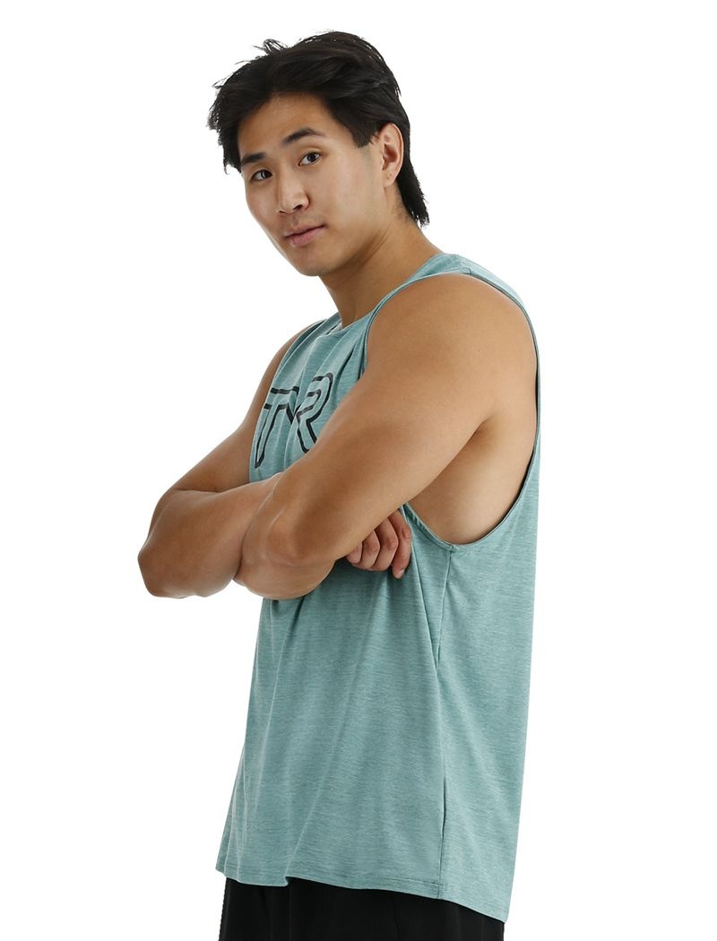 Light Turquoise Tyr Climadry™ Big Logo Tech Men's Tanks | US-EWST98642