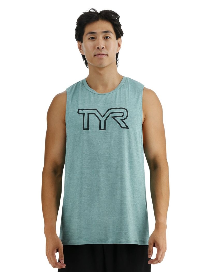 Light Turquoise Tyr Climadry™ Big Logo Tech Men\'s Tanks | US-EWST98642