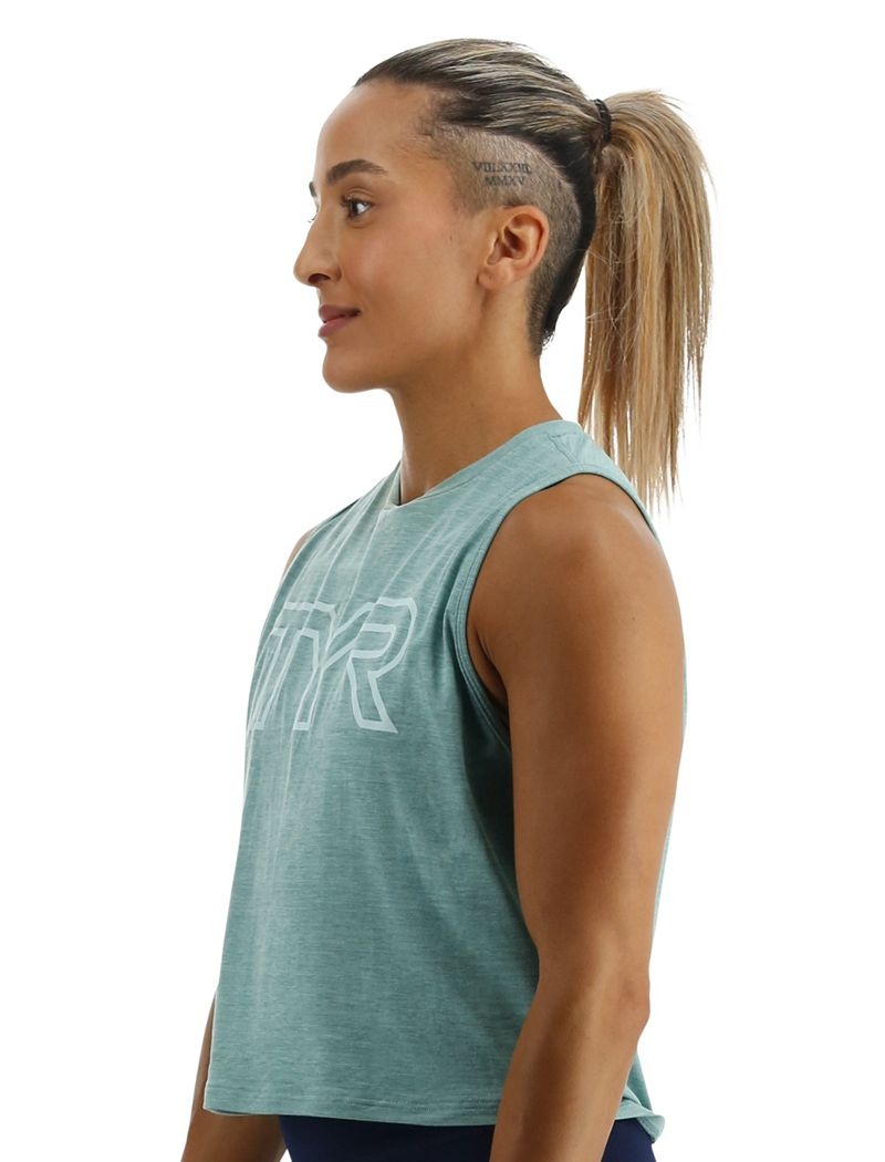 Light Turquoise Tyr Climadry™ Cropped Tech Women's Tanks | US-TYAS06537