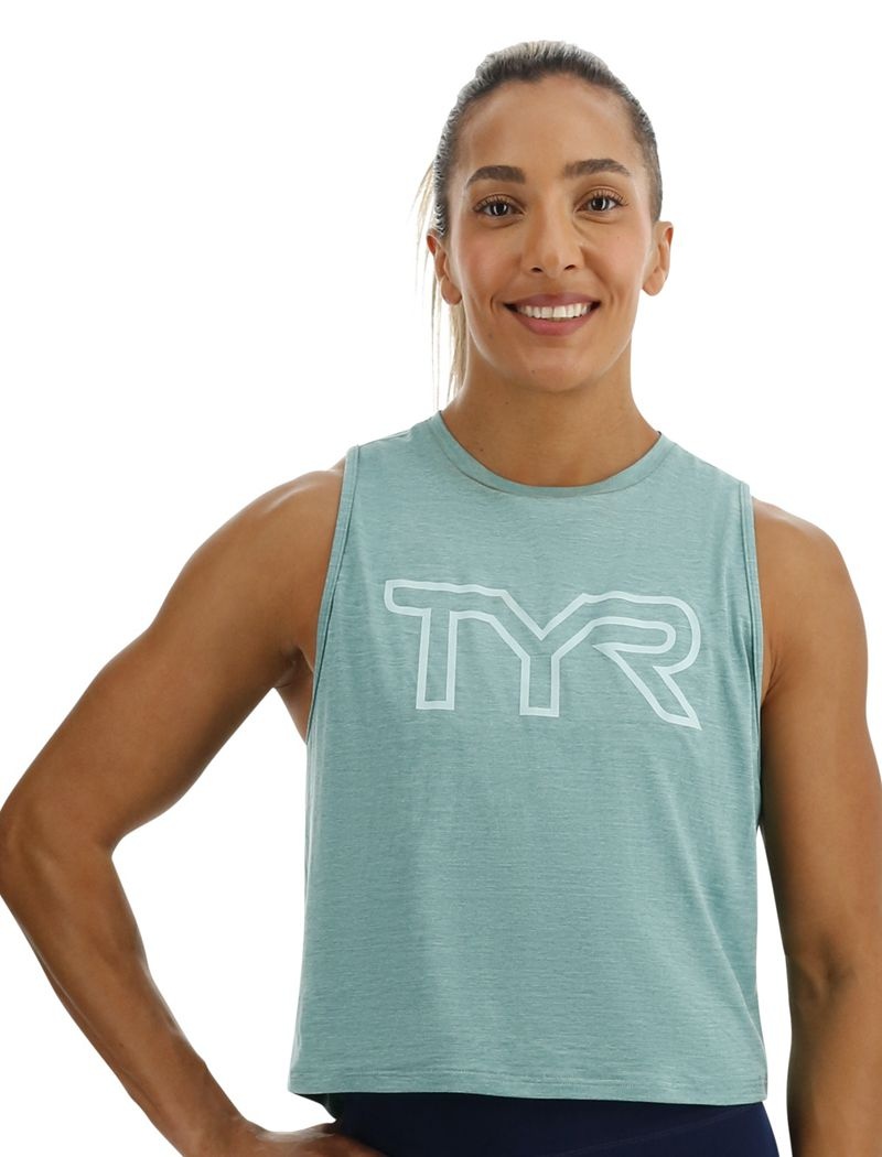 Light Turquoise Tyr Climadry™ Cropped Tech Women\'s Tanks | US-TYAS06537