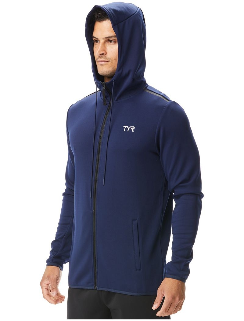 Navy Tyr Alliance Podium Full Zip Men's Hoodie | US-VSNC93248