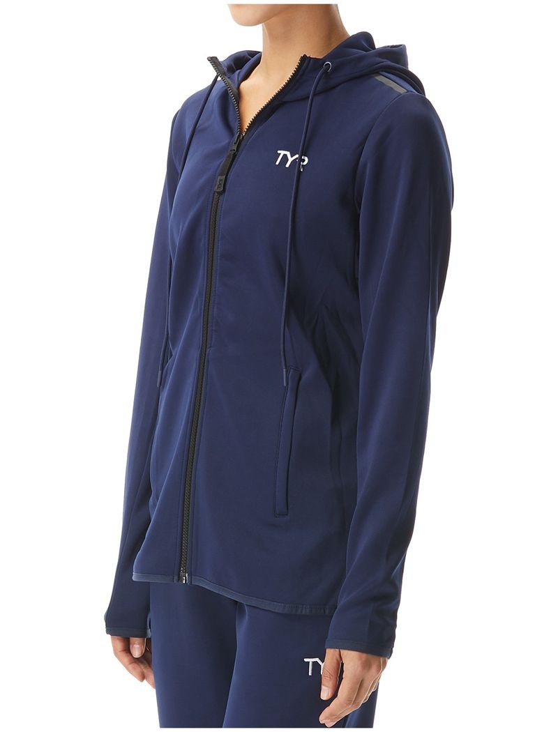 Navy Tyr Alliance Podium Full Zip Women\'s Hoodie | US-ZQIR81659