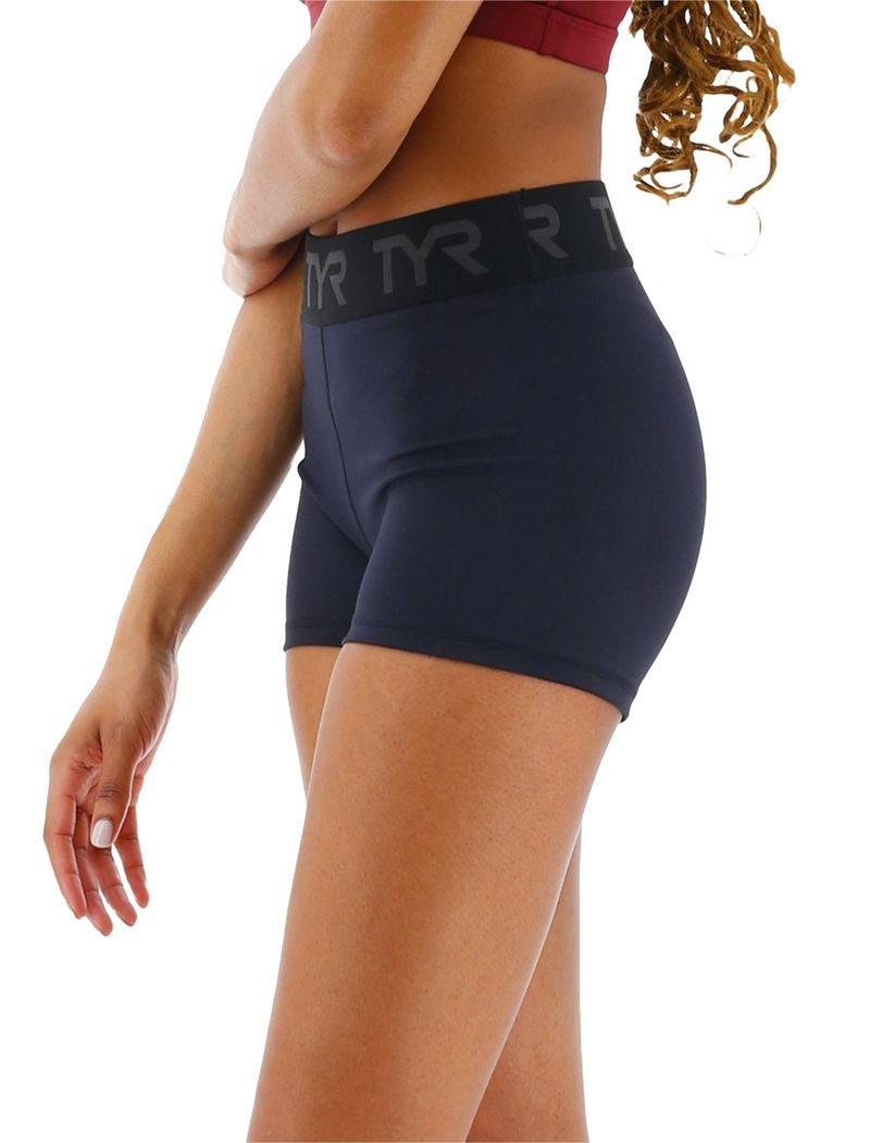 Navy Tyr Base Kinetic™ 2 Mid-rise Logo Women's Shorts | US-BDWH36847