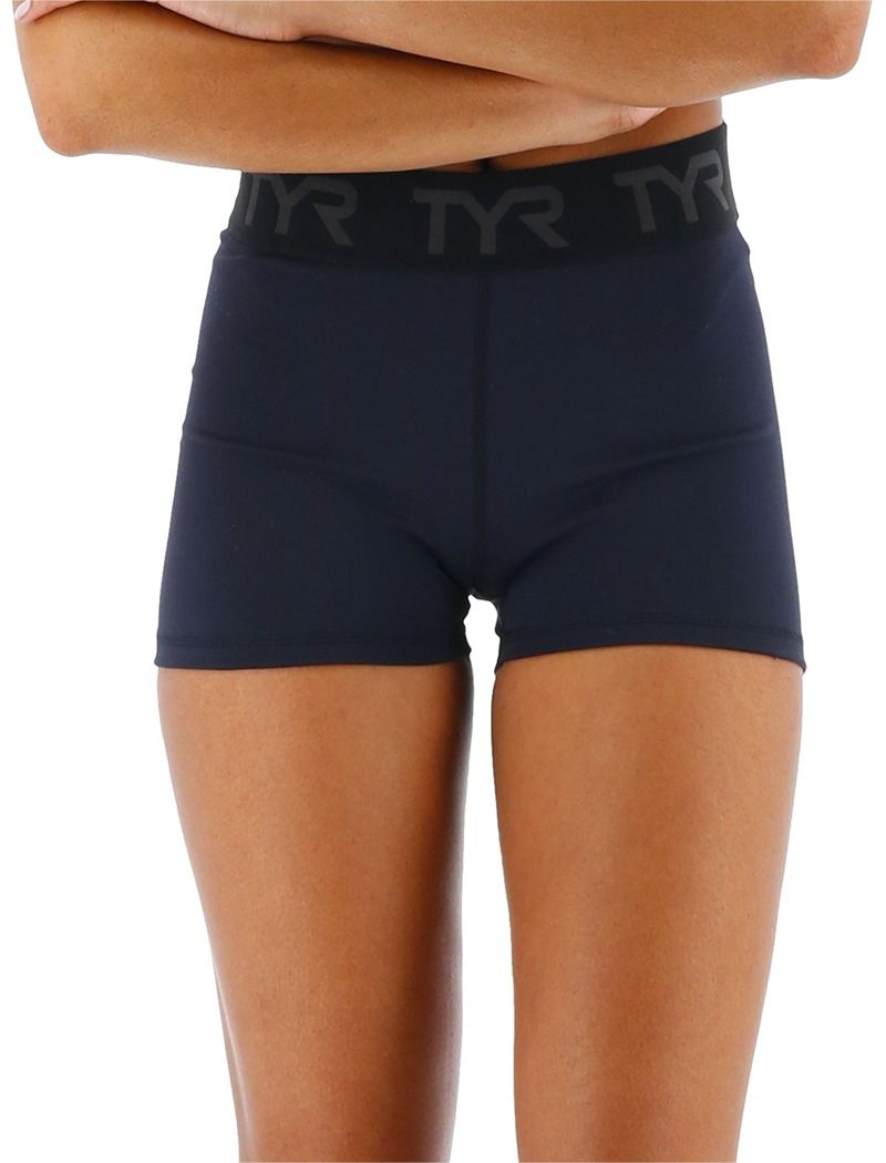 Navy Tyr Base Kinetic™ 2 Mid-rise Logo Women's Shorts | US-BDWH36847