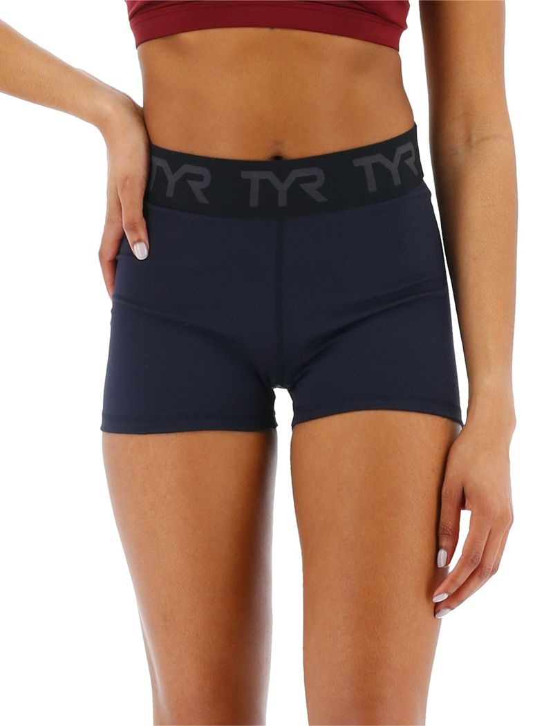 Navy Tyr Base Kinetic™ 2 Mid-rise Logo Women\'s Shorts | US-BDWH36847