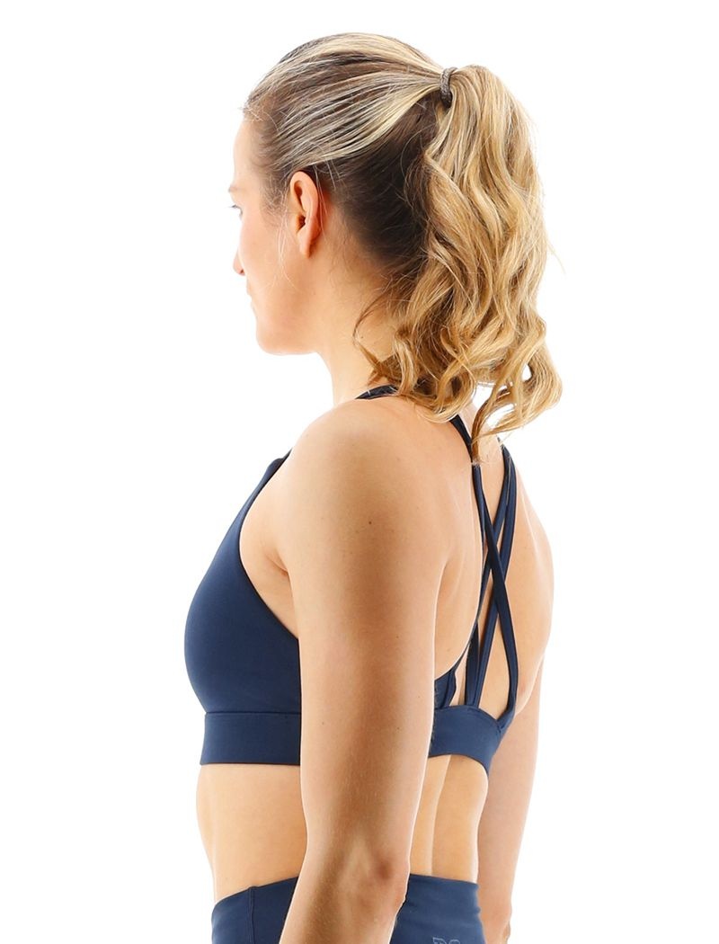 Navy Tyr Base Kinetic™ Dual Strap Women's Sports Bra | US-IBWM60523