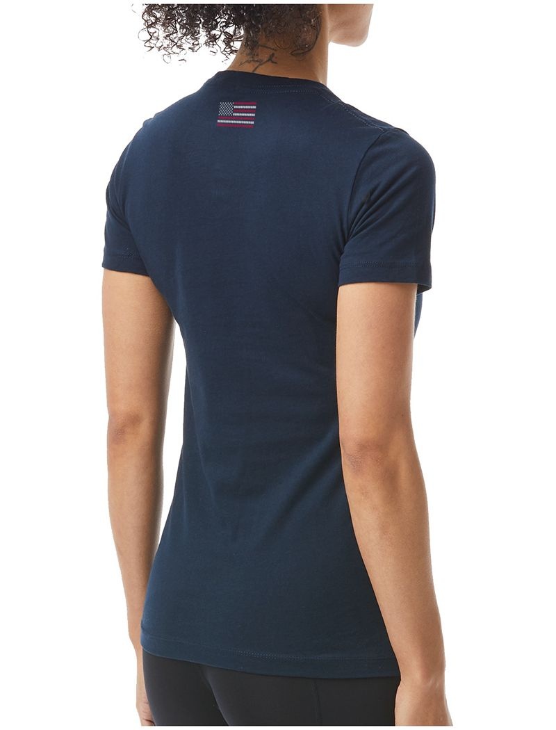 Navy Tyr Graphic Usa Lanes Women's T-Shirt | US-PRFL87915