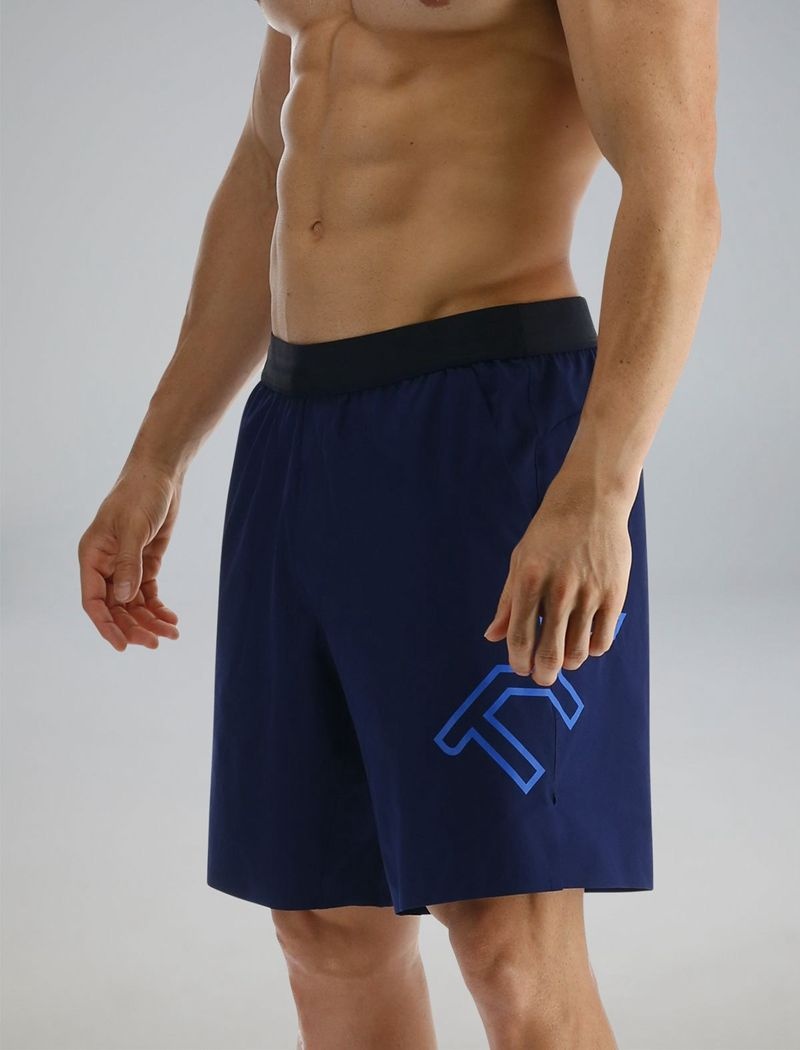 Navy Tyr Hydrosphere™ Lined 7 Unbroken Big Logo Men's Shorts | US-WVGH92364