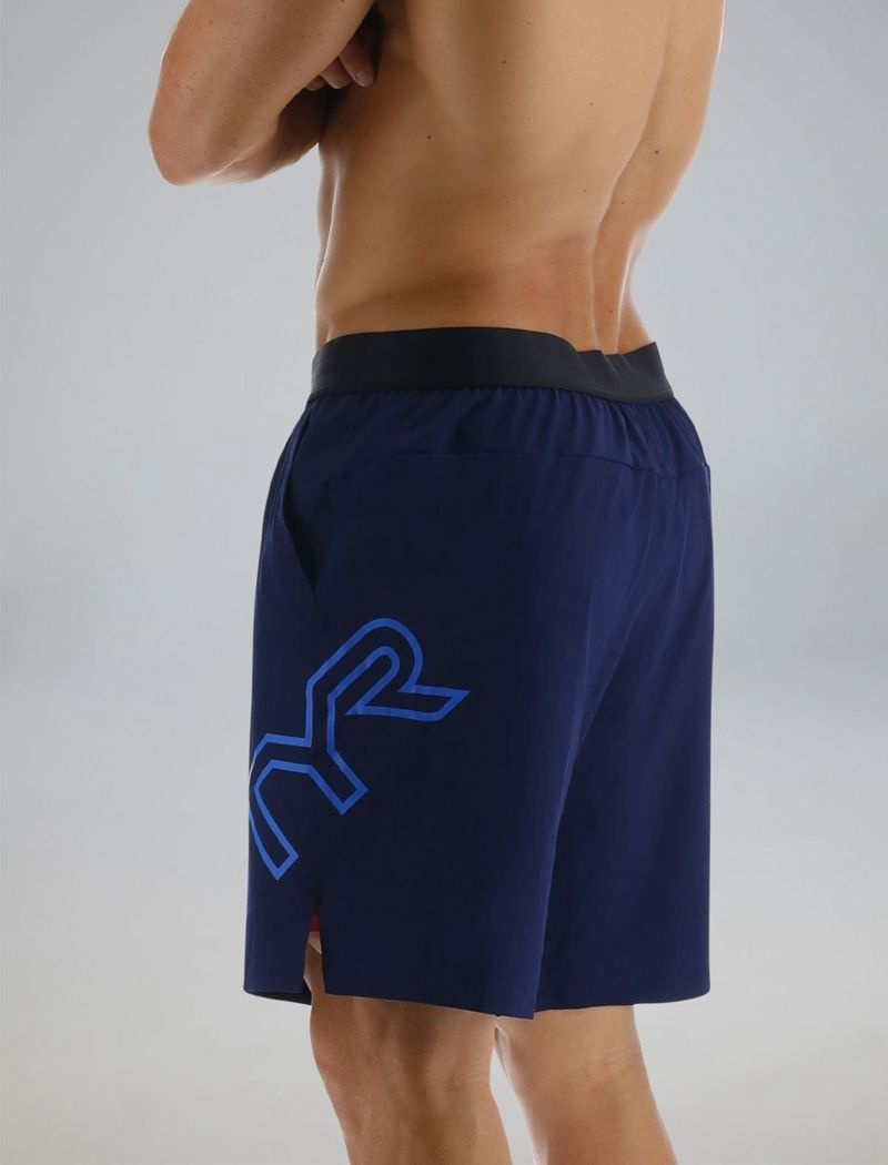 Navy Tyr Hydrosphere™ Lined 7 Unbroken Big Logo Men's Shorts | US-WVGH92364