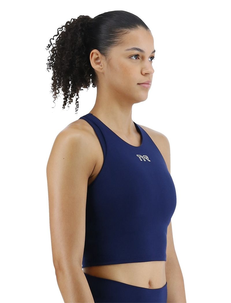 Navy Tyr Joule Elite™ High Neck Women's Sports Bra | US-DAPN37054