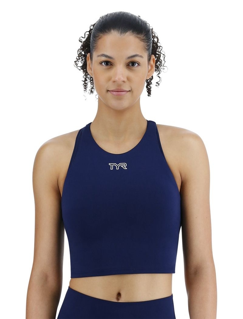 Navy Tyr Joule Elite™ High Neck Women\'s Sports Bra | US-DAPN37054