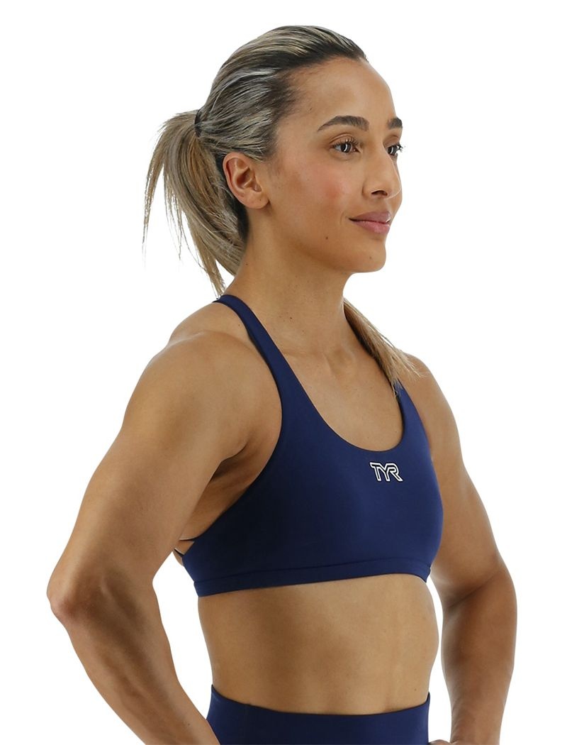 Navy Tyr Joule Elite™ Multi-strap Women's Sports Bra | US-ZTAH18632