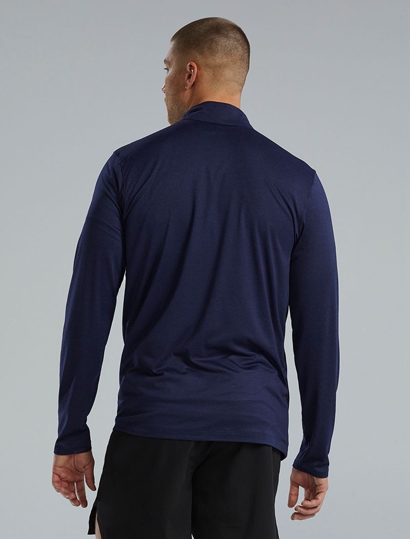 Navy Tyr Sls™ Long Sleeve1⁄4 Zip Men's Shirts | US-LYGS93045