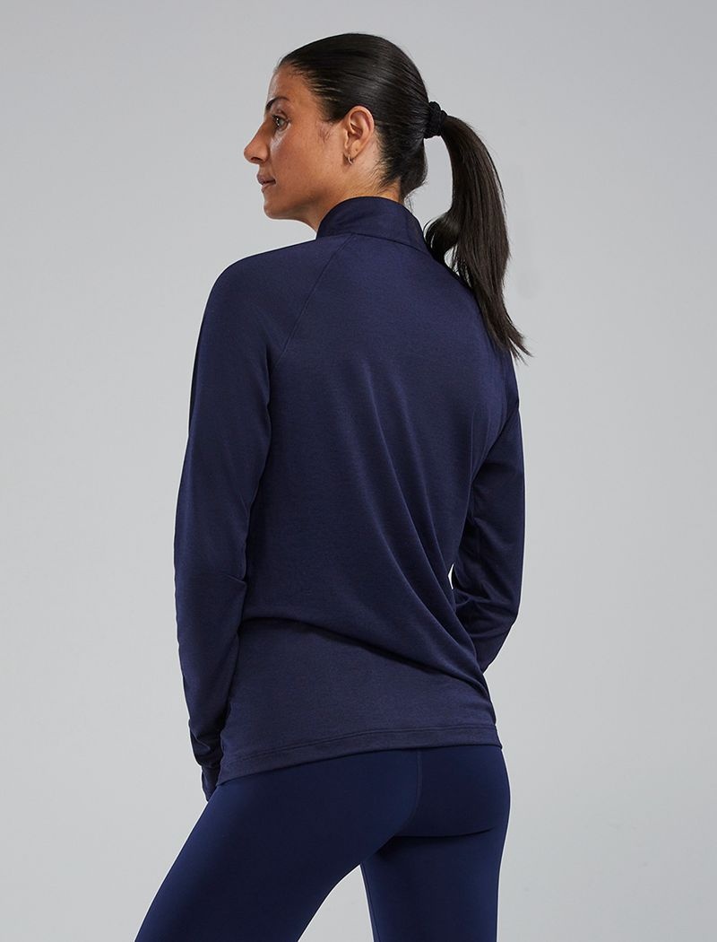 Navy Tyr Sls™ Long Sleeve1⁄4 Zip Women's Shirts | US-GVOE15976