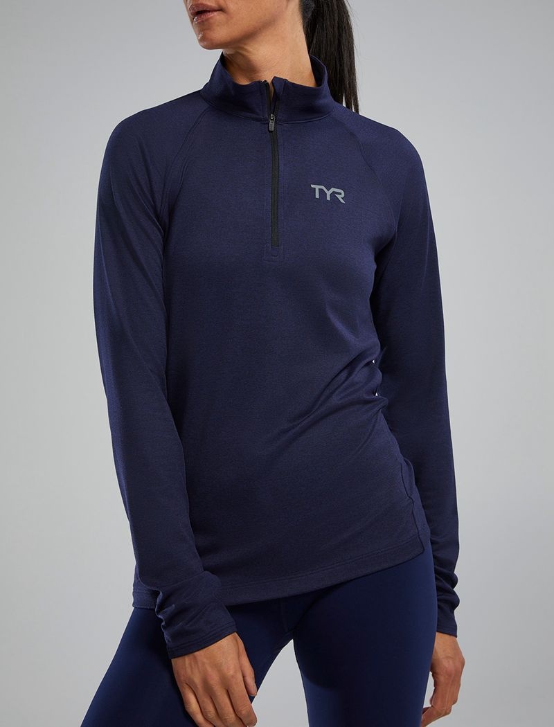 Navy Tyr Sls™ Long Sleeve1⁄4 Zip Women's Shirts | US-GVOE15976