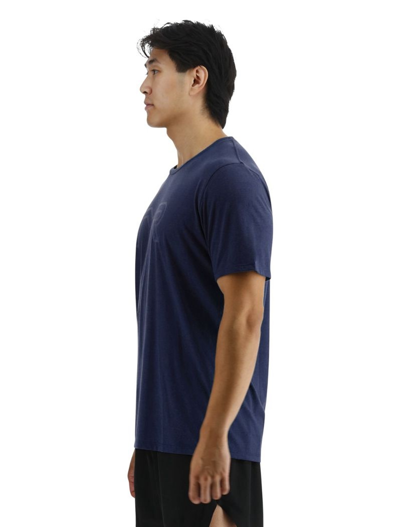 Navy Tyr Ultrasoft Big Logo Tri-blend Tech Men's T-Shirt | US-LRSO48792