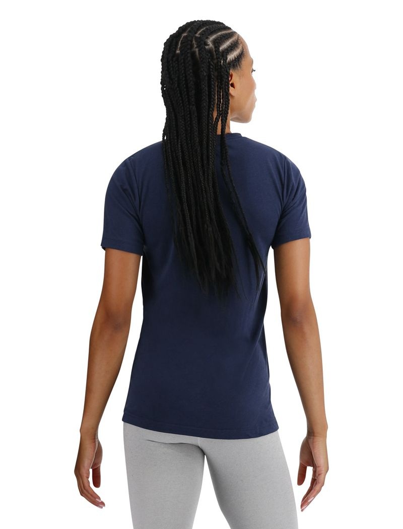 Navy Tyr Ultrasoft Big Logo Tri-blend Tech Women's T-Shirt | US-RATQ47082