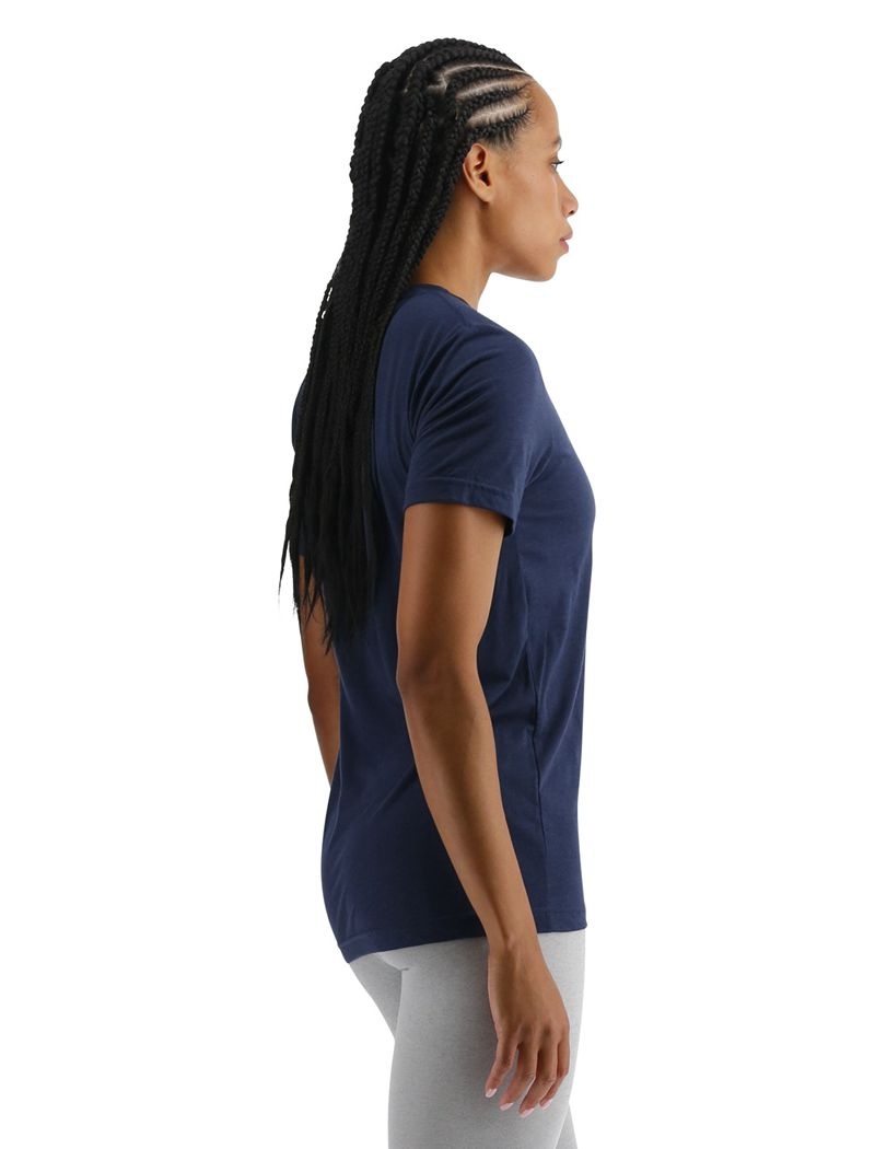 Navy Tyr Ultrasoft Big Logo Tri-blend Tech Women's T-Shirt | US-RATQ47082