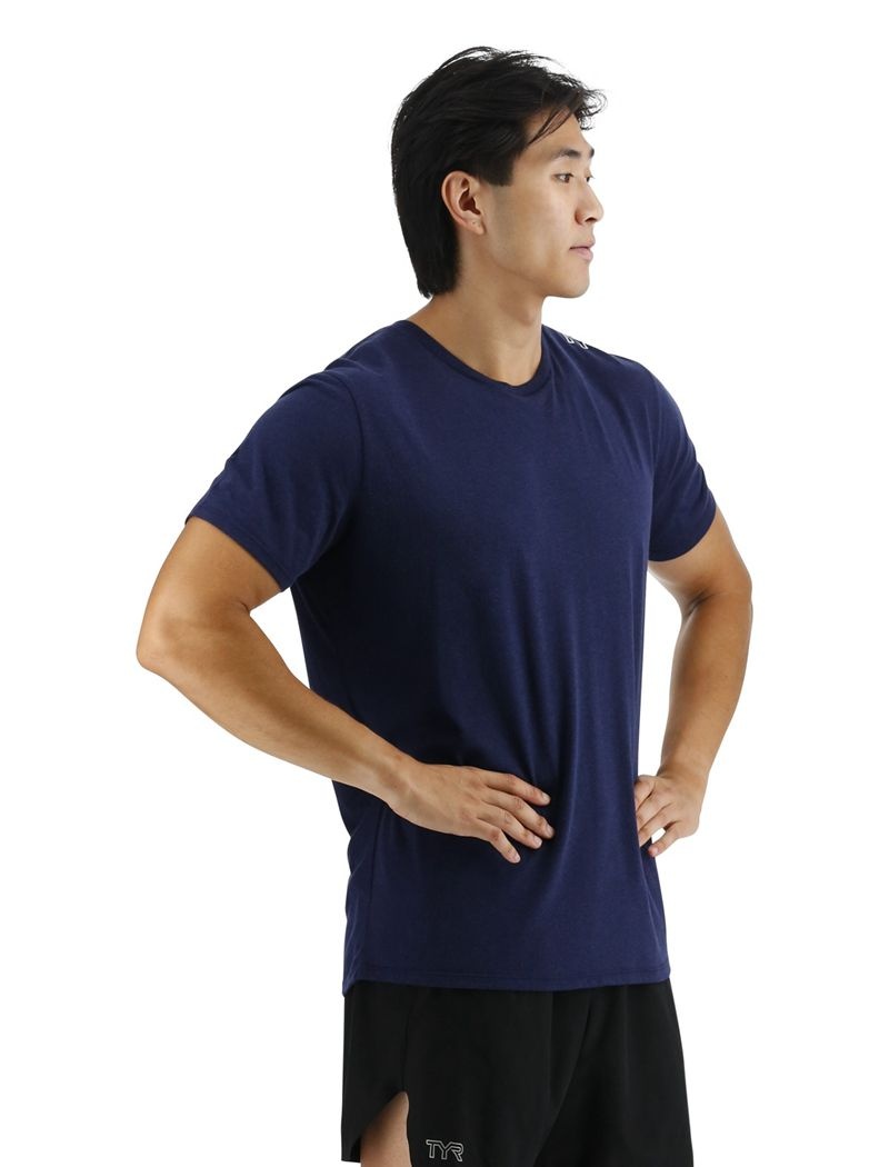 Navy Tyr Ultrasoft Lightweight Tech Men's T-Shirt | US-JRKY16429