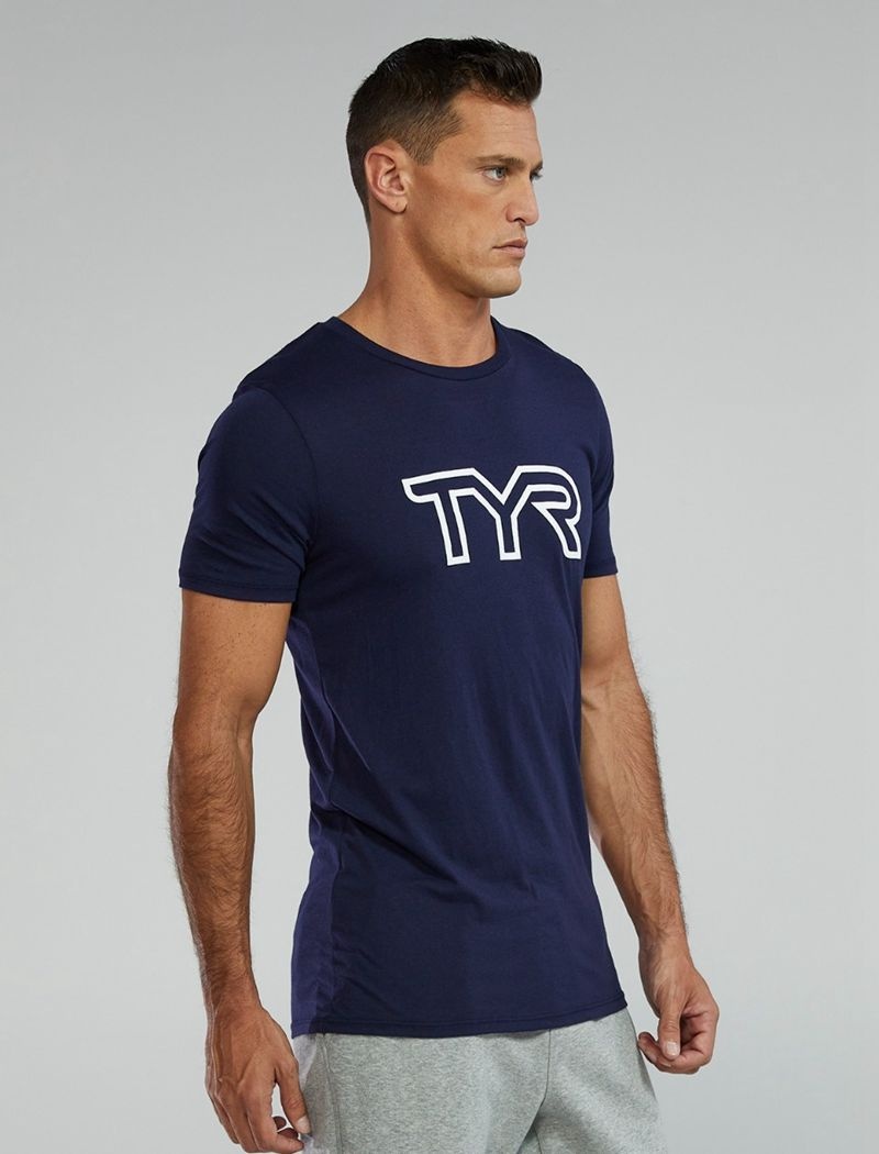 Navy Tyr Ultrasoft Lightweight Tri Blend Tech Men's T-Shirt | US-QEBR54061