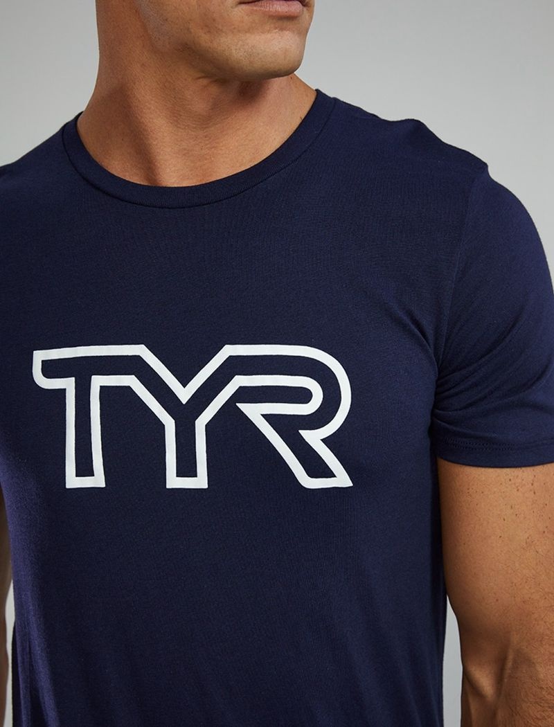 Navy Tyr Ultrasoft Lightweight Tri Blend Tech Men's T-Shirt | US-QEBR54061