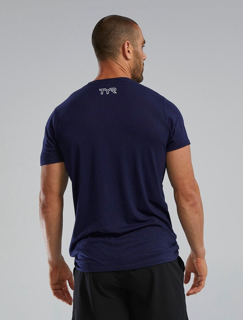 Navy Tyr Ultrasoft™ Short Sleeve Graphic Distressed Always In Front Men's T-Shirt | US-FNRL61450