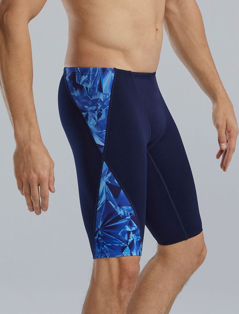 Navy / Blue Tyr Durafast Elite® Blade Splice Jammer Crystalized Men's Swimsuit | US-WVGO21953